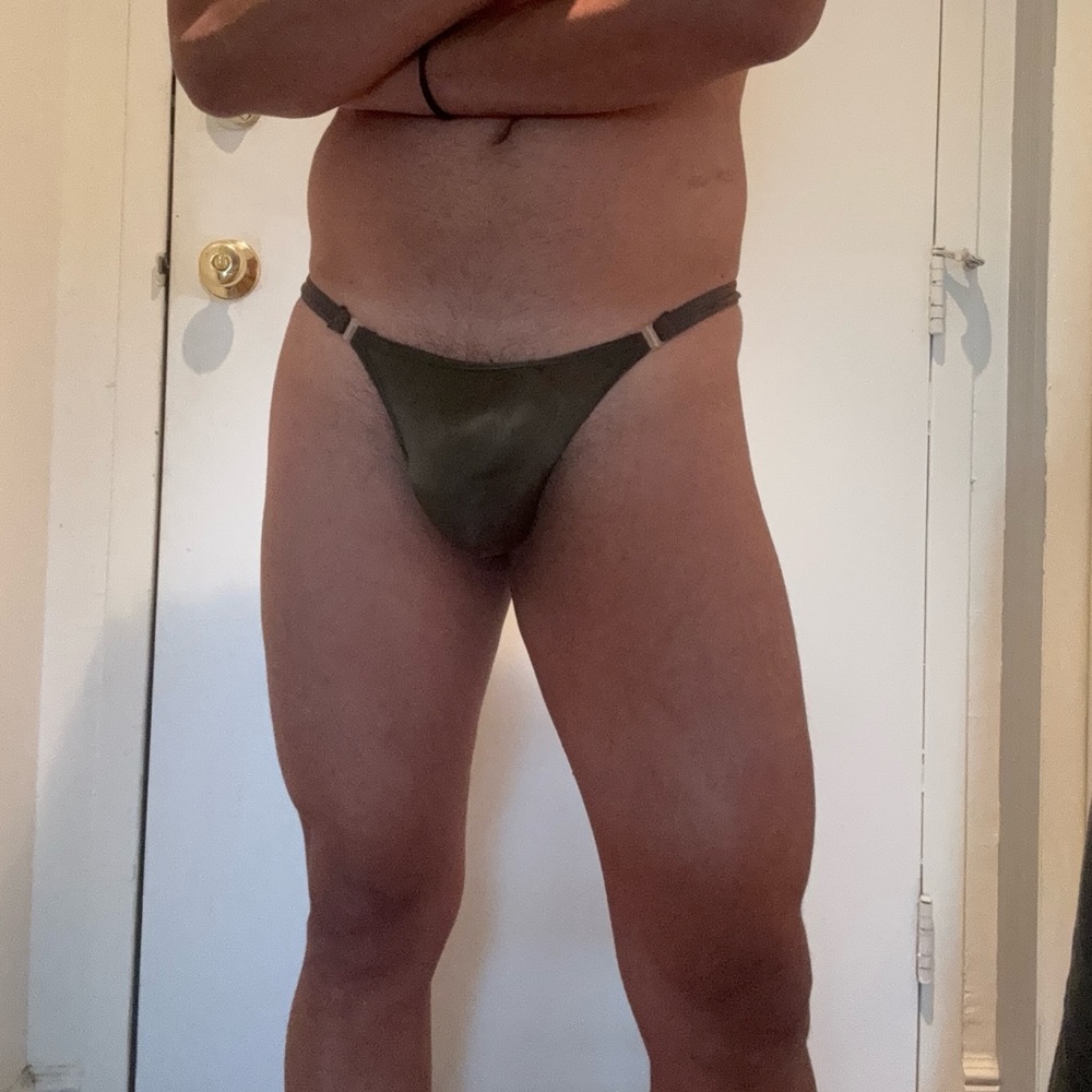 Green streachy thong